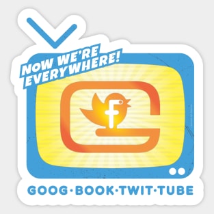 GOOG BOOK TWIT TUBE — Now We're Everywhere! Sticker